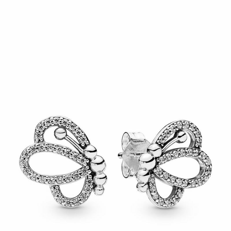 Pandora Butterfly Outlines Stud Earrings Clearance NZ, Sterling Silver (742580-YVG)